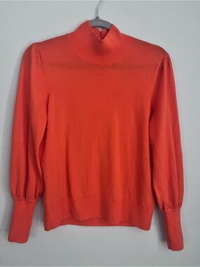 J. Crew Bright Coral Turtleneck Sweater 100% Merino Wool